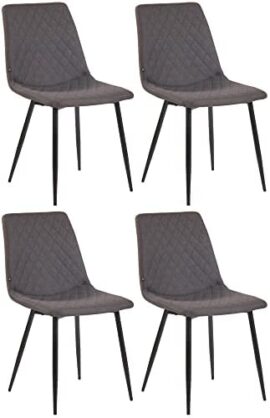 CLP Lot De 4 Chaises De Salle A Manger Telde en Tissu I Chaise De Cuisine avec Assise rembourrée I Piètement en Métal I Chaise De Visiteur, Couleur:Gris foncé