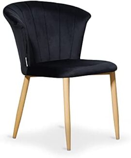 Chaise en Velours Vintage Elsa - Style Scandinave & Moderne - Salle à Manger, Salon, Coiffeuse ou Bureau (Noir, 1)