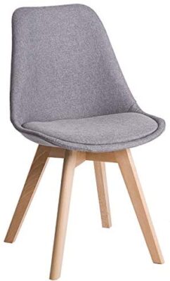 DEULINE Oslo Housse en Tissu Gris Salle à Manger Cuisine certifiée SGS-Chaise rembourrée, Design rétro, Bois Hêtre Plastique, 1