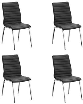 Designetsamaison Lot de 4 chaises Salle à Manger Noires – Londres Designetsamaison Lot de 4 chaises Salle à Manger Noires – Londres