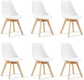 Designetsamaison Lot de 6 chaises scandinaves Blanches - Bjorn