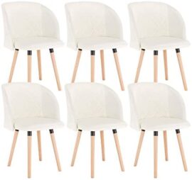 EUGAD Chaises de Salle à Manger Lot de 6,Chaise de Cuisine en Velours Crème Blanc 0300BY-6