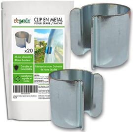 Elegardn® Lot de 20 Clips pour Serre 25mm x 30mm Clips pour Serre Tunnel de Jardin bâche Clips en métal avec revêtement Zinc Elegardn® Lot de 20 Clips pour Serre 25mm x 30mm Clips pour Serre Tunnel de Jardin bâche Clips en métal avec revêtement Zinc