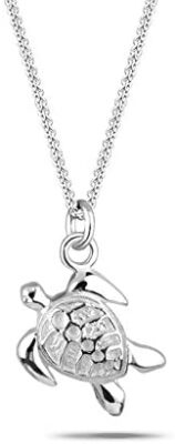 Elli Collier Femme Pendentif Tortue en Chaîne de Char en Argent Sterling 925