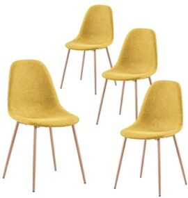 GOLDFAN Lot de 4 Chaises de Salle à Manger Chaise en Tissu de Cuisine Scandinave Chaises de Salon avec Pieds en métal，Jaune GOLDFAN Lot de 4 Chaises de Salle à Manger Chaise en Tissu de Cuisine Scandinave Chaises de Salon avec Pieds en métal，Jaune