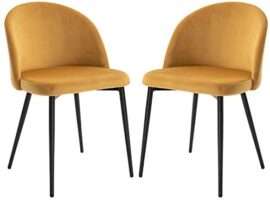 HOMCOM Chaises de Visiteur Design scandinave – Lot de 2 chaises – Pieds effilés métal Noir – Assise Dossier Ergonomique Velours Moutarde HOMCOM Chaises de Visiteur Design scandinave – Lot de 2 chaises – Pieds effilés métal Noir – Assise Dossier Ergonomique Velours Moutarde