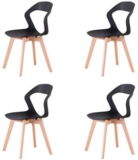 Herbalady Lot de 4/6 chaises, design simple avec dossier ouvert - pour la salle à manger, le salon, la chambre - 2 styles et plusieurs couleurs disponibles (Noir, 4)