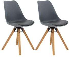 IDIMEX Lot de 2 chaises de Salle à Manger Bolivia pivotantes, Style scandinave Design Nordique avec piètement en Bois Massif, siège Coque rembourré en Plastique Gris IDIMEX Lot de 2 chaises de Salle à Manger Bolivia pivotantes, Style scandinave Design Nordique avec piètement en Bois Massif, siège Coque rembourré en Plastique Gris