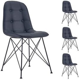 IDIMEX Lot de 4 chaises Imran pour Salle à Manger ou Cuisine avec 4 Pieds en métal Noir Design Contemporain, Assise capitonnée avec revêtement synthétique Noir