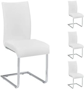 IDIMEX Lot de 4 chaises de Salle à Manger ALADINO piètement chromé revêtement synthétique Blanc IDIMEX Lot de 4 chaises de Salle à Manger ALADINO piètement chromé revêtement synthétique Blanc