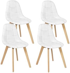 IDMarket - Lot de 4 chaises Gaby Blanches en PU pour Salle à Manger