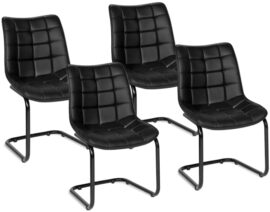 IDMarket - Lot de 4 chaises Mae Noires en PU pour Salle à Manger