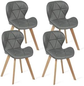 IDMarket – Lot de 4 chaises ROBINE Gris foncé pour Salle à Manger IDMarket – Lot de 4 chaises ROBINE Gris foncé pour Salle à Manger