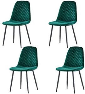 JaHECOME Lot de 4 chaises de salle à manger style scandinave vintage en daim synthétique avec dossier et pieds en acier (vert, 4) JaHECOME Lot de 4 chaises de salle à manger style scandinave vintage en daim synthétique avec dossier et pieds en acier (vert, 4)