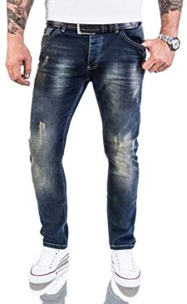 Jeans Rock Rock Designer Designer pour Hommes Jeans Stretch Slim Fit Coupe Slim [RC-2117 – Bleu Vintage – W38 L36] Jeans Rock Rock Designer Designer pour Hommes Jeans Stretch Slim Fit Coupe Slim [RC-2117 – Bleu Vintage – W38 L36]