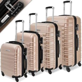 KESSER® Set de 4 valises | Bagages à roulettes | Rigides | Bagages à Coque Dure | Valises M-L-XL, Champagne KESSER® Set de 4 valises | Bagages à roulettes | Rigides | Bagages à Coque Dure | Valises M-L-XL, Champagne