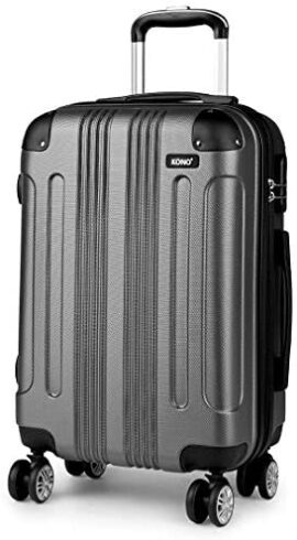 Kono Bagages à Coque Dure en ABS léger Valise Gris 4 Roues Spinner Business Trip Trolley(65cm) Kono Bagages à Coque Dure en ABS léger Valise Gris 4 Roues Spinner Business Trip Trolley(65cm)