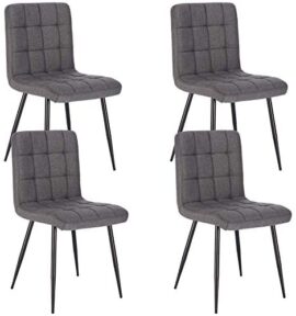 Lestarain Lot de 4 Chaises de Salle à Manger Rétro Chaises de Cuisine Chaises de Salon Rembourrée en Lin,Pied en métal,Chaises avec Dossier Gris Foncé Lestarain Lot de 4 Chaises de Salle à Manger Rétro Chaises de Cuisine Chaises de Salon Rembourrée en Lin,Pied en métal,Chaises avec Dossier Gris Foncé