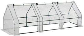 Outsunny Mini Serre de Jardin Serre à tomates 270L x 90l x 90H cm Acier PE Haute densité 140 g/m² Anti-UV 3 fenêtres avec Zip enroulables Blanc Outsunny Mini Serre de Jardin Serre à tomates 270L x 90l x 90H cm Acier PE Haute densité 140 g/m² Anti-UV 3 fenêtres avec Zip enroulables Blanc