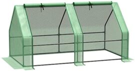 Outsunny Mini Serre de Jardin Serre à tomates dim. 180L x 90l x 90H cm Acier PE Haute densité 140 g/m² Anti-UV 2 fenêtres zippées enroulables Vert Outsunny Mini Serre de Jardin Serre à tomates dim. 180L x 90l x 90H cm Acier PE Haute densité 140 g/m² Anti-UV 2 fenêtres zippées enroulables Vert