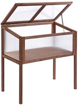 Outsunny Mini Serre sur Pieds dim. 90L x 50l x 93H cm Toit ouvrable Panneaux de Polycarbonate Bois Sapin traité