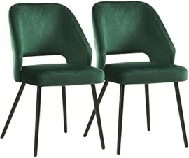 SONGMICS Lot de 2 Chaises de Salle à Manger, Chaise de Loisirs Moderne en Velours, Chaise de Cuisine rembourrée avec Pieds en métal, pour Salon, Vert LDC81GN SONGMICS Lot de 2 Chaises de Salle à Manger, Chaise de Loisirs Moderne en Velours, Chaise de Cuisine rembourrée avec Pieds en métal, pour Salon, Vert LDC81GN