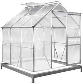 Serre de Jardin Aluminium 3,7m² avec Fondation 190x195cm fenêtre de Toit Serre légumes Herbes Plantes 5,85m³ Jardinage