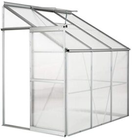 TecTake 800406 Serre de Jardin avec Base Alu Polycarbonate Adossée 4,09 m³ - diverses modèles - (192x128x202 cm | no. 402470)