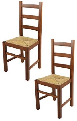 Tommychairs – Set 2 chaises Rustica pour Cuisine, Bar et Salle à Manger, Robuste Structure en Bois de hêtre peindré en Couleur Noyer Clair et Assise en Paille Tommychairs – Set 2 chaises Rustica pour Cuisine, Bar et Salle à Manger, Robuste Structure en Bois de hêtre peindré en Couleur Noyer Clair et Assise en Paille