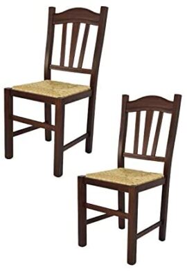 Tommychairs – Set 2 chaises Silvana pour Cuisine, Bar et Salle à Manger, Robuste Structure en Bois de hêtre peindré en Couleur Noyer foncé et Assise en Paille Tommychairs – Set 2 chaises Silvana pour Cuisine, Bar et Salle à Manger, Robuste Structure en Bois de hêtre peindré en Couleur Noyer foncé et Assise en Paille