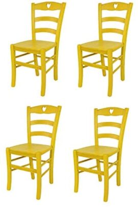 Tommychairs – Set 4 chaises Cuore pour Cuisine, Bar et Salle à Manger, Robuste Structure en Bois de hêtre peindré en Couleur Aniline Jaune et Assise en Bois Tommychairs – Set 4 chaises Cuore pour Cuisine, Bar et Salle à Manger, Robuste Structure en Bois de hêtre peindré en Couleur Aniline Jaune et Assise en Bois