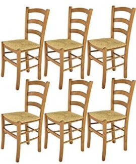 Tommychairs – Set 6 chaises Venice pour Cuisine, Bar et Salle à Manger, Robuste Structure en Bois de hêtre peindré en Couleur chêne et Assise en Paille Tommychairs – Set 6 chaises Venice pour Cuisine, Bar et Salle à Manger, Robuste Structure en Bois de hêtre peindré en Couleur chêne et Assise en Paille