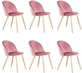 Uderkiny Lot de 2/4/6 chaises avec Dossier Chaise de Velours Chaise de Salle à Manger, Convient pour Cuisine Salon Salle à Manger Chambre etc (Rose-6)