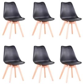 Uderkiny Lot de 6 chaises Chaises de Salle à Manger avec Coussins et Pieds en hêtre pour Salle à Manger Cuisine Bureau, etc (Noir-6) Uderkiny Lot de 6 chaises Chaises de Salle à Manger avec Coussins et Pieds en hêtre pour Salle à Manger Cuisine Bureau, etc (Noir-6)