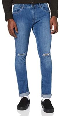 Urban Classics Slim Fit Knee Cut Denim Pants Jean Homme