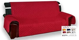 Vivy Housse de protection matelassée pour canapé 3 places avec assise de 170 cm, rouge bordeaux Vivy Housse de protection matelassée pour canapé 3 places avec assise de 170 cm, rouge bordeaux