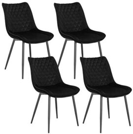 WOLTU 4 Chaises de Salle à Manger en Velours et métal,Chaises de Salon Chaises de Cuisine Noir BH209sz-4 WOLTU 4 Chaises de Salle à Manger en Velours et métal,Chaises de Salon Chaises de Cuisine Noir BH209sz-4