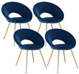 WOLTU Chaises de Salle à Manger Lot de 4 rembourrées en Velours,Chaise de Salle de séjour Bleu BH230bl-4 WOLTU Chaises de Salle à Manger Lot de 4 rembourrées en Velours,Chaise de Salle de séjour Bleu BH230bl-4