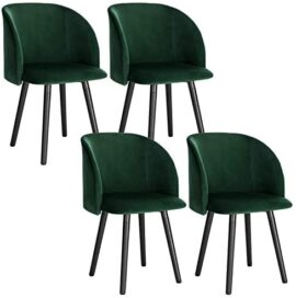 WOLTU Lot de 4 Chaise de Cuisine en Velours Fauteuil de Repas Salle à Manger,Vert Foncé BH121dgn-4