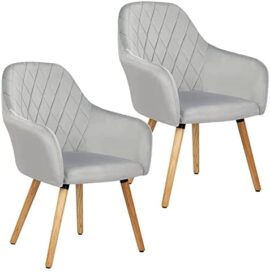 Wolmics Chaise de Salle à Manger Lot de 2 avec Accoudoirs Chaise Fauteuil Scandinave Velours,Chaise Salon à Manger Chaise Cuisine Gris Clair Pieds en Bois Massif Wolmics Chaise de Salle à Manger Lot de 2 avec Accoudoirs Chaise Fauteuil Scandinave Velours,Chaise Salon à Manger Chaise Cuisine Gris Clair Pieds en Bois Massif