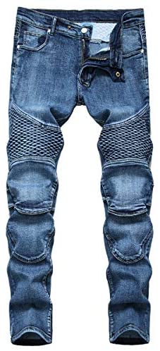 YOUTHUP Jeans Homme Droit Stretch Pantalon Vintage en Denim Pantalon Nervuré Casual Jeans de Motard Été