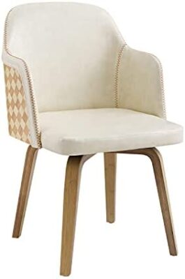 Zouron Chaise de Salle à Manger Pivotante en Similicuir Fauteuil Scandinave avec Accoudoir et Dossier Rembourrés, Pieds en Bois Moderne, Beige