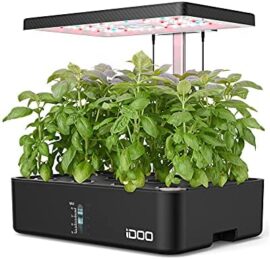 iDOO Jardin D'herbes Hydroponique, 12Pods Potager d Interieur avec LED Grow Light, Jardinière Intelligente avec Minuterie Automatique, Kit de Jardin D'herbes D'intérieur à réglable en Hauteur