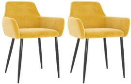 vidaXL 2X Chaises de Salle à Manger Chaises à Dîner Chaises de Repas Meubles de Cuisine Sièges de Cuisine Maison Intérieur Jaune Moutarde Velours