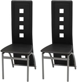 vidaXL Lot de 2 chaises de salle à manger en cuir synthétique Noir