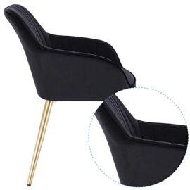 Lestarain Lot de 2 Chaise de Salle à Manger Fauteuil de Salle à Manger en Velours et Métal,Fauteuil Scandinave Chaise de Cuisine,Noir Lestarain Lot de 2 Chaise de Salle à Manger Fauteuil de Salle à Manger en Velours et Métal,Fauteuil Scandinave Chaise de Cuisine,Noir 3