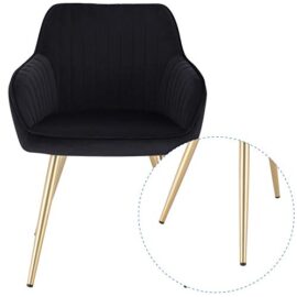 Lestarain Lot de 2 Chaise de Salle à Manger Fauteuil de Salle à Manger en Velours et Métal,Fauteuil Scandinave Chaise de Cuisine,Noir Lestarain Lot de 2 Chaise de Salle à Manger Fauteuil de Salle à Manger en Velours et Métal,Fauteuil Scandinave Chaise de Cuisine,Noir 4