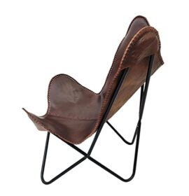 Shree Ganesh Enterprises Chaise de bureau en cuir véritable avec cadre en fer indien fait à la main – Chaise de bureau en cuir – Chaise de salon Shree Ganesh Enterprises Chaise de bureau en cuir véritable avec cadre en fer indien fait à la main – Chaise de bureau en cuir – Chaise de salon 3