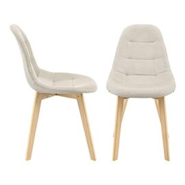 Lot de 2 Chaises de Salle à Manger Design Sièges Rembourrés Polyester Pieds en Bois de Hêtre 86 x 53 x 47 cm Beige Lot de 2 Chaises de Salle à Manger Design Sièges Rembourrés Polyester Pieds en Bois de Hêtre 86 x 53 x 47 cm Beige 2