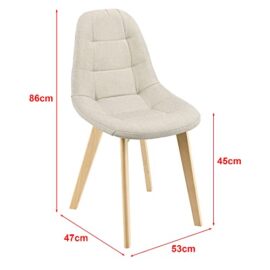 Lot de 2 Chaises de Salle à Manger Design Sièges Rembourrés Polyester Pieds en Bois de Hêtre 86 x 53 x 47 cm Beige Lot de 2 Chaises de Salle à Manger Design Sièges Rembourrés Polyester Pieds en Bois de Hêtre 86 x 53 x 47 cm Beige 5